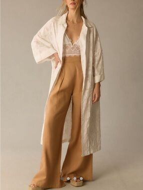 Anthropologie Collard Long Kimono Cotton embroidered Cardigan